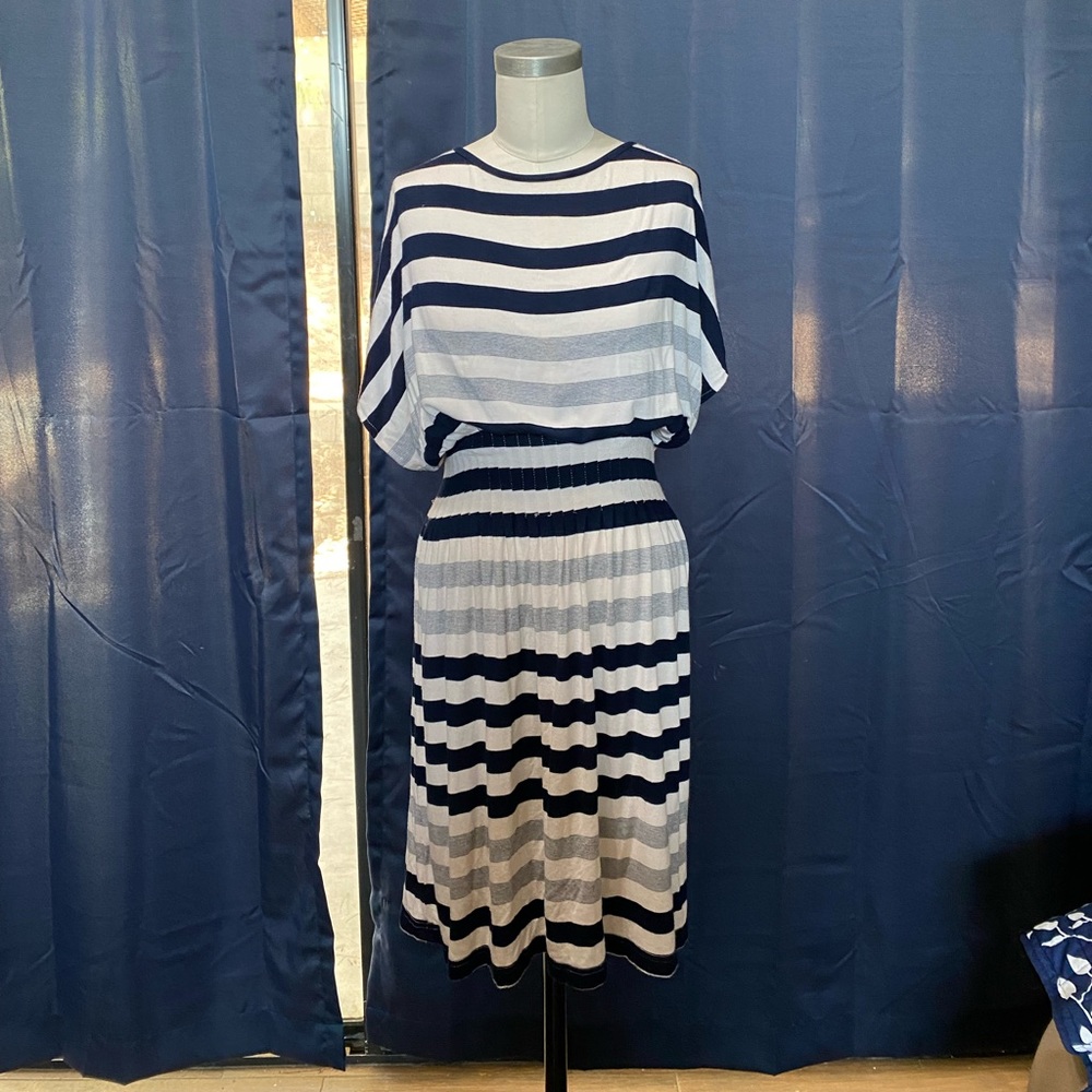 Striped T-Shirt Dress with Pleated Skirt by Anthropologie